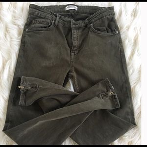 EUC Zara SKINNY Olive Green Marble Jeans